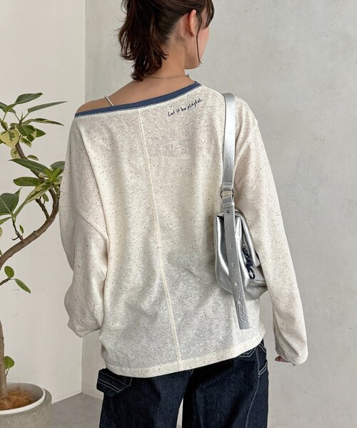 CPCM(シーピーシーエム)の「スラブシアーワンショルロンT(Tシャツ/カットソー・レディース・アイボリー/ブラック/オフホワイト/グレー/ブルー・FREE)」の13枚目の写真