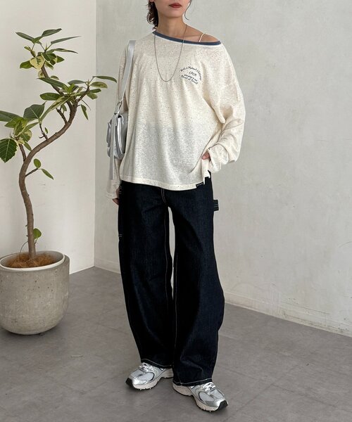 CPCM(シーピーシーエム)の「スラブシアーワンショルロンT(Tシャツ/カットソー・レディース・アイボリー/ブラック/オフホワイト/グレー/ブルー・FREE)」の15枚目の写真