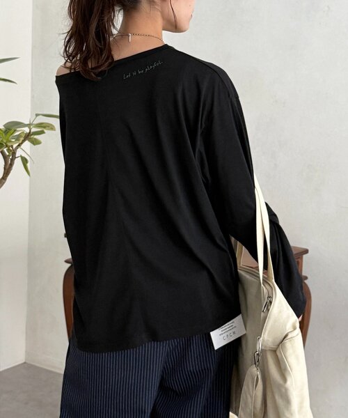 CPCM(シーピーシーエム)の「スラブシアーワンショルロンT(Tシャツ/カットソー・レディース・アイボリー/ブラック/オフホワイト/グレー/ブルー・FREE)」の19枚目の写真