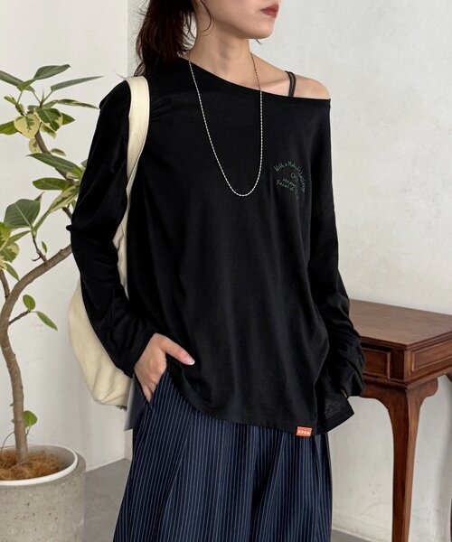 CPCM(シーピーシーエム)の「スラブシアーワンショルロンT(Tシャツ/カットソー・レディース・アイボリー/ブラック/オフホワイト/グレー/ブルー・FREE)」の20枚目の写真