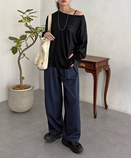 CPCM(シーピーシーエム)の「スラブシアーワンショルロンT(Tシャツ/カットソー・レディース・アイボリー/ブラック/オフホワイト/グレー/ブルー・FREE)」の21枚目の写真