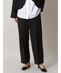 CIS. タックテーパードパンツ ウォッシャブル ストレッチ ポリエステルカルゼ 無地