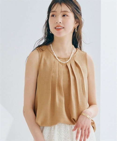 nissen（ニッセン）の「リネンライクバックツイストブラウス（セットアップ可）（シャツ/ブラウス・レディース・ベージュ/ブラック/ブルー系・M/S/LL/L）」の2枚目の写真