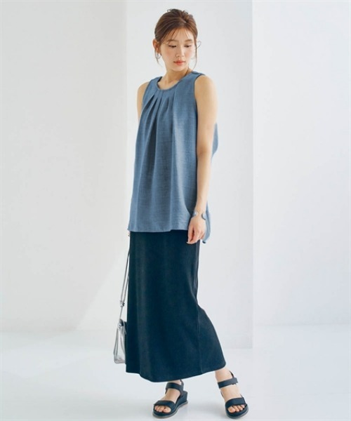 nissen（ニッセン）の「リネンライクバックツイストブラウス（セットアップ可）（シャツ/ブラウス・レディース・ベージュ/ブラック/ブルー系・M/S/LL/L）」の6枚目の写真