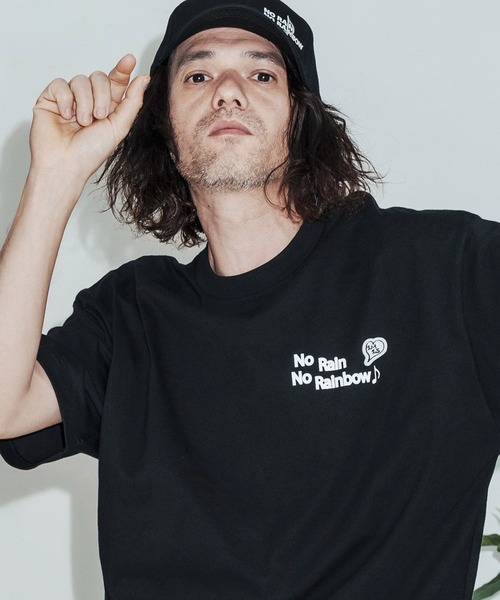 No Rain No Rainbow（ノーレインノーレインボー）の「mt10391-No Rain No Rainbow x 1minute 1second collaboration drawcord T-shirt Tシャツ(NR26S-30)（Tシャツ/カットソー・メンズ・チャコール/ホワイト/ブラック・XL/L/M）」の2枚目の写真