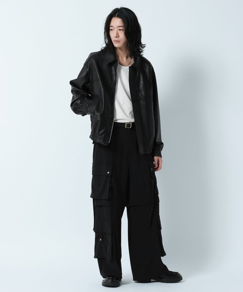 RAGEBLUE（レイジブルー）の「Synthetic Leather Short Jacket/シンセティックレザーショートブルゾン（ブルゾン・メンズ・ブラック・MEDIUM/LARGE）」の3枚目の写真