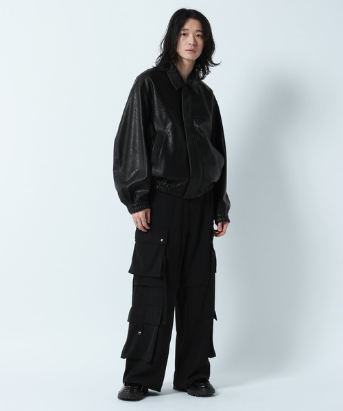 RAGEBLUE（レイジブルー）の「Synthetic Leather Short Jacket/シンセティックレザーショートブルゾン（ブルゾン・メンズ・ブラック・MEDIUM/LARGE）」の4枚目の写真