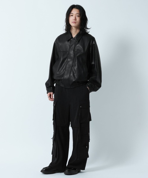 RAGEBLUE（レイジブルー）の「Synthetic Leather Short Jacket/シンセティックレザーショートブルゾン（ブルゾン・メンズ・ブラック・MEDIUM/LARGE）」の5枚目の写真