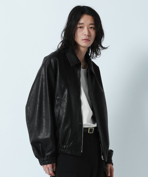 RAGEBLUE（レイジブルー）の「Synthetic Leather Short Jacket/シンセティックレザーショートブルゾン（ブルゾン・メンズ・ブラック・MEDIUM/LARGE）」の6枚目の写真