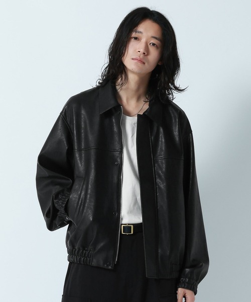 RAGEBLUE（レイジブルー）の「Synthetic Leather Short Jacket/シンセティックレザーショートブルゾン（ブルゾン・メンズ・ブラック・MEDIUM/LARGE）」の7枚目の写真