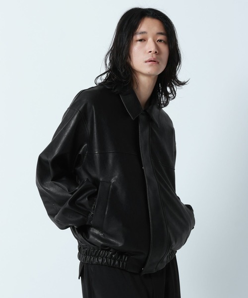 RAGEBLUE（レイジブルー）の「Synthetic Leather Short Jacket/シンセティックレザーショートブルゾン（ブルゾン・メンズ・ブラック・MEDIUM/LARGE）」の9枚目の写真