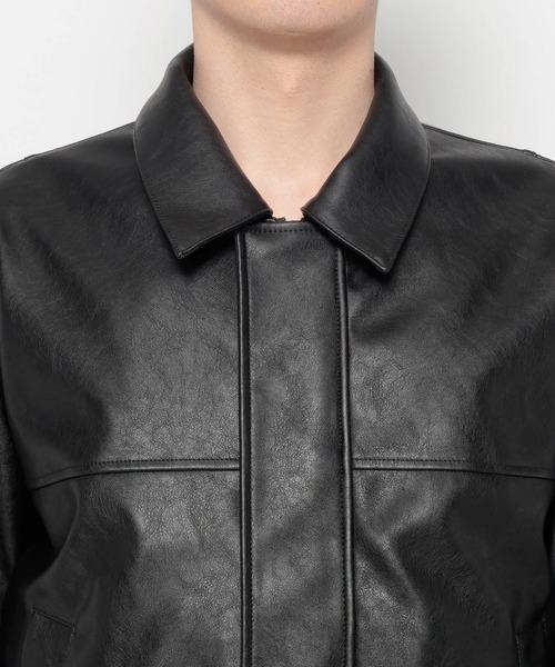 RAGEBLUE（レイジブルー）の「Synthetic Leather Short Jacket/シンセティックレザーショートブルゾン（ブルゾン・メンズ・ブラック・MEDIUM/LARGE）」の14枚目の写真