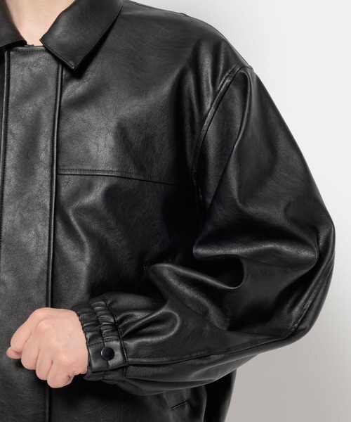 RAGEBLUE（レイジブルー）の「Synthetic Leather Short Jacket/シンセティックレザーショートブルゾン（ブルゾン・メンズ・ブラック・MEDIUM/LARGE）」の15枚目の写真