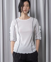 MARECHAL TERRE（マルシャルテル）の「【UV / 接触冷感 機能付き】ラッフル袖インナートップス（Tシャツ/カットソー）」