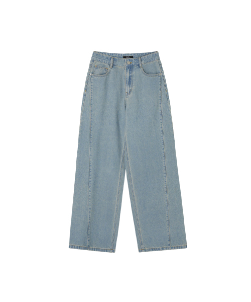 LAP(ラップ)の「サンドウォッシング切り替えラインワイドパンツ AS1DP263(デニムパンツ・レディース・ライトインディゴブルー・MEDIUM/SMALL)」の5枚目の写真