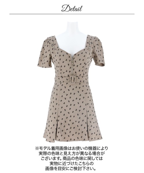 DAZZY(デイジー)の「【甘さも色気も欲張れるドレス】リボン柄谷間ジップベルトモチーフプリーツ半袖Aラインミニ丈キャバドレス(ドレス・レディース・モカ・M/S/L)」の19枚目の写真