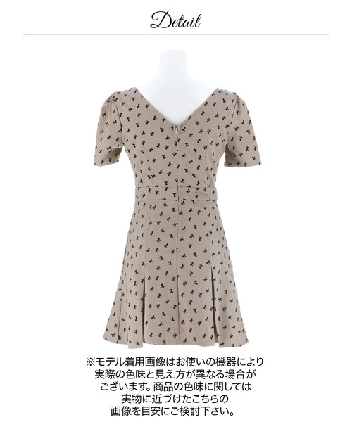 DAZZY(デイジー)の「【甘さも色気も欲張れるドレス】リボン柄谷間ジップベルトモチーフプリーツ半袖Aラインミニ丈キャバドレス(ドレス・レディース・モカ・M/S/L)」の20枚目の写真