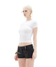 HILLDA（ヒルダ）の「オルビットスタッズスリムTシャツ[ホワイト]（Tシャツ/カットソー）」