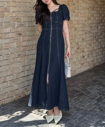 rienda（リエンダ）の「【森香澄さん着用】フロントジップマーメイドデニムワンピース 春服（ワンピース）」