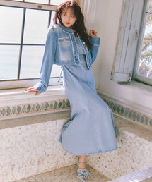 rienda（リエンダ）の「【森香澄さん着用】フロントジップマーメイドデニムワンピース 春服（ワンピース）」