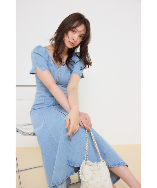 森香澄さん着用】フロントジップマーメイドデニムワンピース 春服