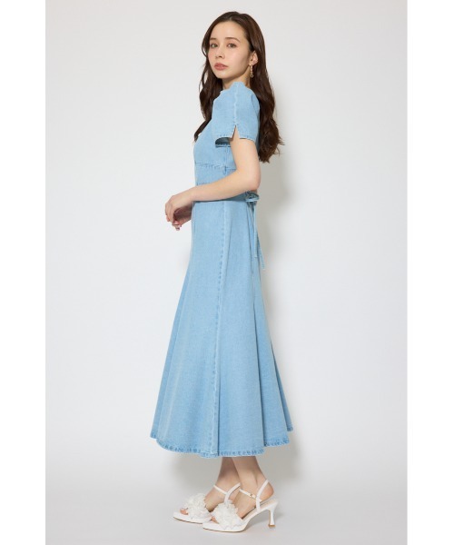 rienda(リエンダ)の「【SNSで話題・森香澄さん着用】フロントジップマーメイドデニムワンピース 春服(ワンピース・レディース・ダークブルー/ホワイト/ライトブルー・SMALL/MEDIUM)」の6枚目の写真