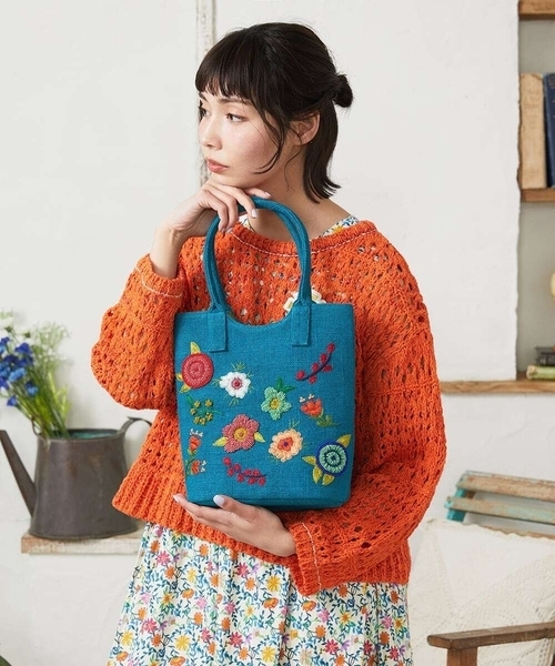 フラワービーズ刺繍トートバッグ（トートバッグ）｜Jocomomola