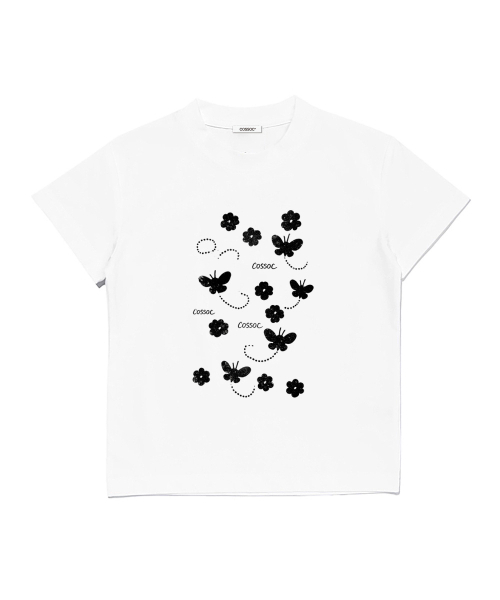 COSO(コソ)の「CCウーマンバタフライクロップTシャツ(ブラック)(Tシャツ/カットソー・レディース・ブラック・SMALL/MEDIUM)」の2枚目の写真