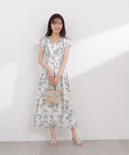 PROPORTION BODY DRESSING(プロポーションボディドレッシング)の「【加藤栞さん着用】ラッフル袖花柄ワンピース / 1216140408(ワンピース・レディース・グレー/パープル・MEDIUM/P/S/SMALL)」の6枚目の写真