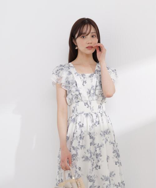 PROPORTION BODY DRESSING(プロポーションボディドレッシング)の「【加藤栞さん着用】ラッフル袖花柄ワンピース / 1216140408(ワンピース・レディース・グレー/パープル・MEDIUM/P/S/SMALL)」の7枚目の写真