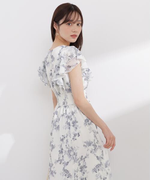 PROPORTION BODY DRESSING(プロポーションボディドレッシング)の「【加藤栞さん着用】ラッフル袖花柄ワンピース / 1216140408(ワンピース・レディース・グレー/パープル・MEDIUM/P/S/SMALL)」の9枚目の写真