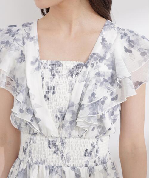 PROPORTION BODY DRESSING(プロポーションボディドレッシング)の「【加藤栞さん着用】ラッフル袖花柄ワンピース / 1216140408(ワンピース・レディース・グレー/パープル・MEDIUM/P/S/SMALL)」の15枚目の写真