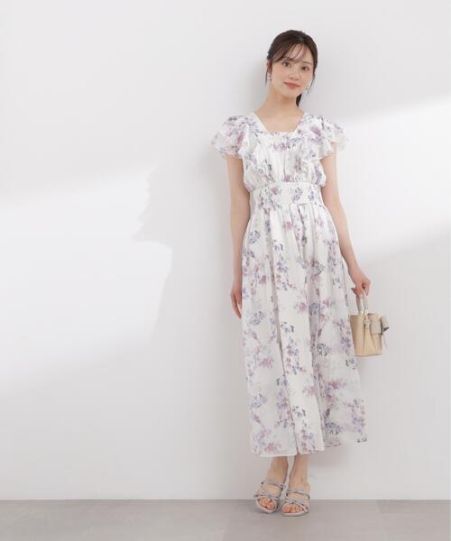 PROPORTION BODY DRESSING(プロポーションボディドレッシング)の「【加藤栞さん着用】ラッフル袖花柄ワンピース / 1216140408(ワンピース・レディース・グレー/パープル・MEDIUM/P/S/SMALL)」の22枚目の写真