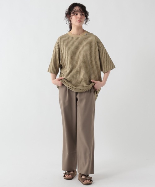 GEORGE'S(ジョージズ)の「スラブボーダーTシャツ(Tシャツ/カットソー・メンズ・ベージュ×ブラック/ホワイト×ブルー・LARGE/MEDIUM)」の14枚目の写真