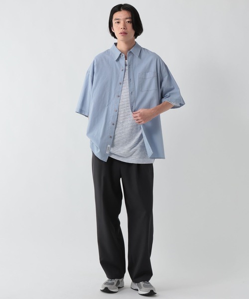 GEORGE'S(ジョージズ)の「スラブボーダーTシャツ(Tシャツ/カットソー・メンズ・ベージュ×ブラック/ホワイト×ブルー・LARGE/MEDIUM)」の3枚目の写真