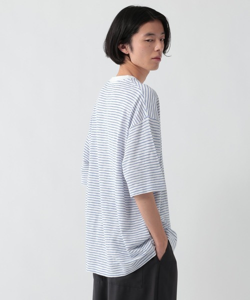 GEORGE'S(ジョージズ)の「スラブボーダーTシャツ(Tシャツ/カットソー・メンズ・ベージュ×ブラック/ホワイト×ブルー・LARGE/MEDIUM)」の10枚目の写真