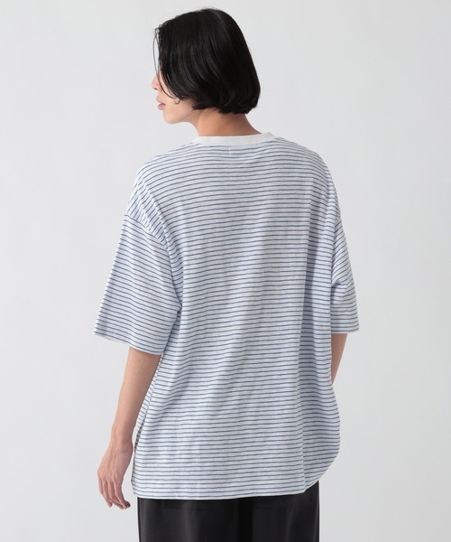 GEORGE'S(ジョージズ)の「スラブボーダーTシャツ(Tシャツ/カットソー・メンズ・ベージュ×ブラック/ホワイト×ブルー・LARGE/MEDIUM)」の11枚目の写真