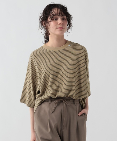 GEORGE'S(ジョージズ)の「スラブボーダーTシャツ(Tシャツ/カットソー・メンズ・ベージュ×ブラック/ホワイト×ブルー・LARGE/MEDIUM)」の21枚目の写真