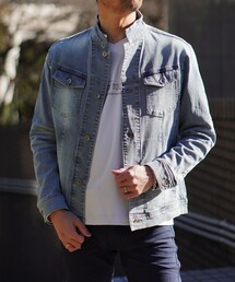 NICOLE selection（ニコルセレクション）の「ヨコ黒ストレッチツイル＆ストレッチデニムブルゾン（その他アウター）」