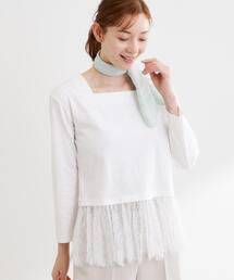 Reflect | 【UVカット／接触冷感／レイヤードにおすすめ◎】レース切り替えプルオーバージャージ(Tシャツ/カットソー)