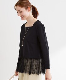Reflect | 【UVカット/接触冷感/レイヤードにおすすめ◎】レース切り替えプルオーバージャージ(Tシャツ/カットソー)