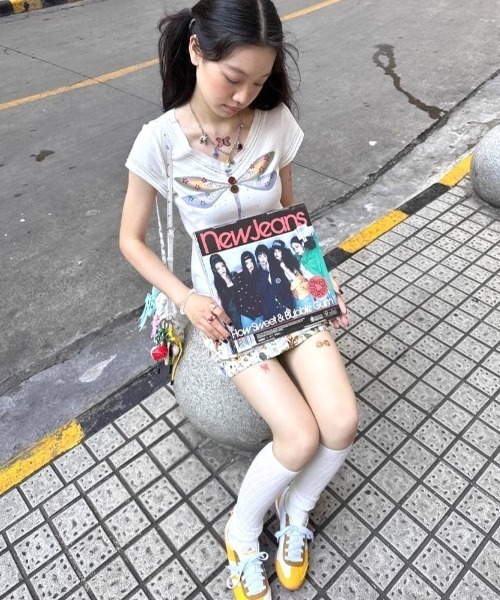 Vipoa（ヴィポア）の「Fairy dragonfly design tee（Tシャツ/カットソー・レディース・ホワイト/グリーン・FREE）」の6枚目の写真