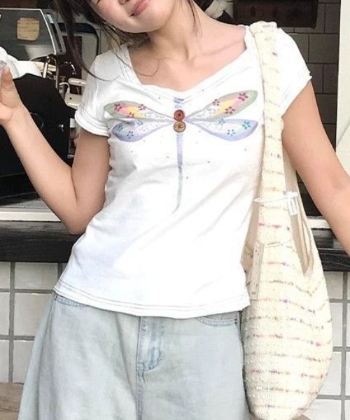 Vipoa（ヴィポア）の「Fairy dragonfly design tee（Tシャツ/カットソー・レディース・ホワイト/グリーン・FREE）」の12枚目の写真