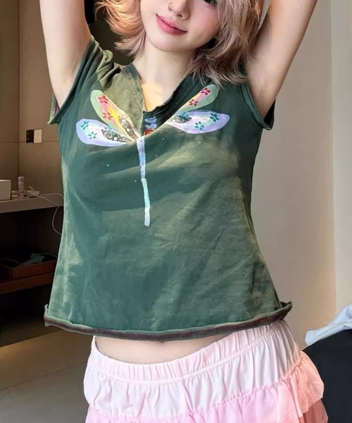 Vipoa（ヴィポア）の「Fairy dragonfly design tee（Tシャツ/カットソー・レディース・ホワイト/グリーン・FREE）」の15枚目の写真