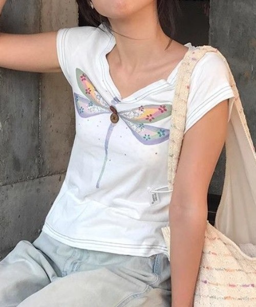 Vipoa（ヴィポア）の「Fairy dragonfly design tee（Tシャツ/カットソー・レディース・ホワイト/グリーン・FREE）」の14枚目の写真
