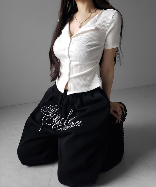 me+em select(ミームセレクト)の「※※【 2color 】フロントボタン半袖リブカーデトップス / front button short sleeve lib cardigan tops(その他トップス・レディース・ホワイト/ブラック・FREE)」の12枚目の写真
