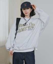 Printed Drop-Shoulder Crew-Neck Long-Sleeve Top / プリントデザイン ドロップショルダー クルーネック長袖トップス ロンT 秋服 2026年秋冬