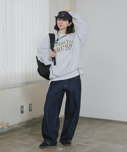 Chick(チック)の「Printed Drop-Shoulder Crew-Neck Long-Sleeve Top / プリントデザイン ドロップショルダー クルーネック長袖トップス ロンT 秋服 2026年秋冬(Tシャツ/カットソー・レディース・グレー/クリーム/チャコールグレー・FREE)」の21枚目の写真