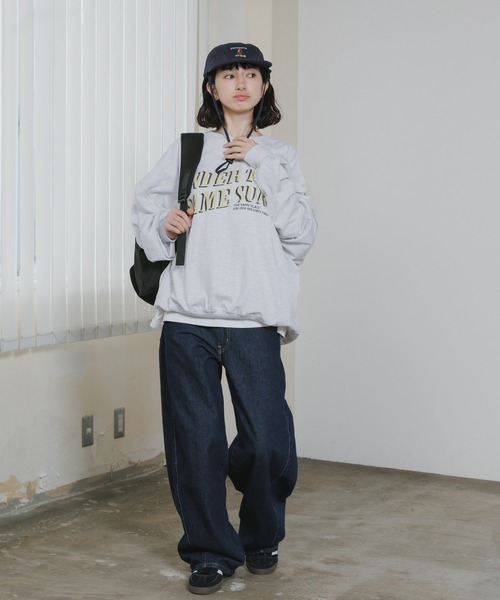 Chick(チック)の「Printed Drop-Shoulder Crew-Neck Long-Sleeve Top / プリントデザイン ドロップショルダー クルーネック長袖トップス ロンT 秋服 2026年秋冬(Tシャツ/カットソー・レディース・グレー/クリーム/チャコールグレー・FREE)」の19枚目の写真