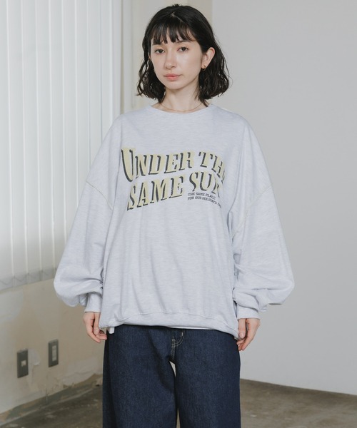 Chick(チック)の「Printed Drop-Shoulder Crew-Neck Long-Sleeve Top / プリントデザイン ドロップショルダー クルーネック長袖トップス ロンT 秋服 2026年秋冬(Tシャツ/カットソー・レディース・グレー/クリーム/チャコールグレー・FREE)」の16枚目の写真
